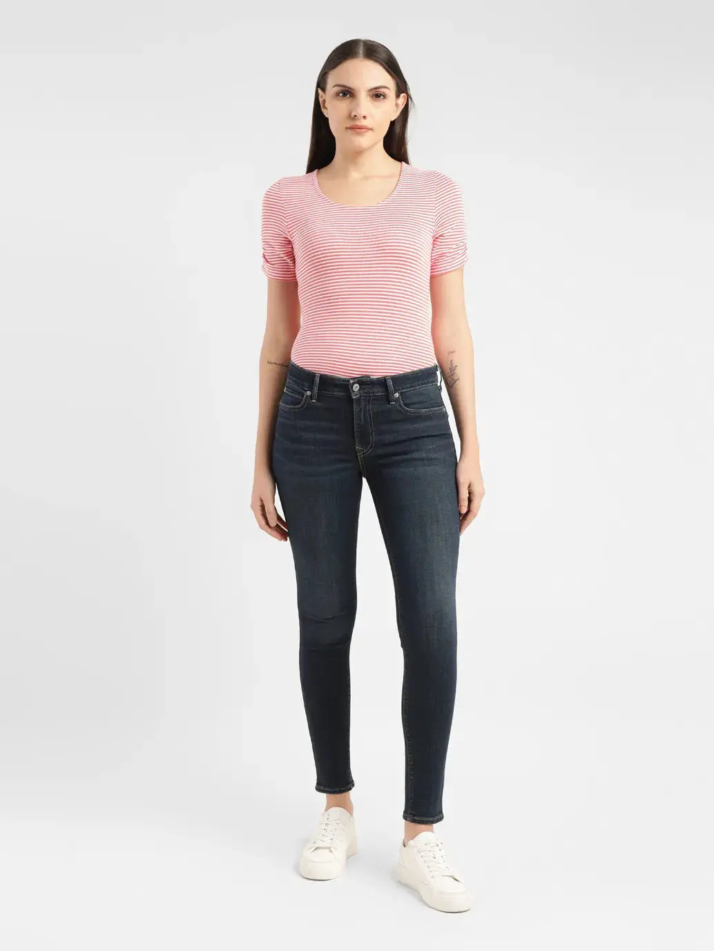 Women's 711 Blue Skinny Fit Mid Rise Jeans 1
