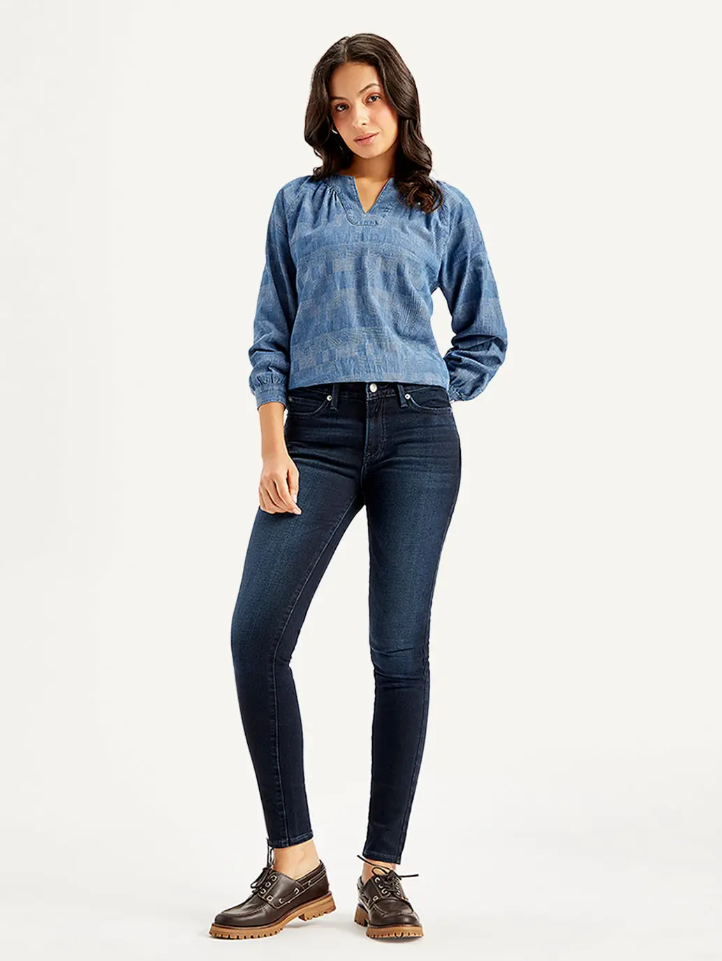 Women's 711 Navy Blue Skinny Fit Mid Rise Jeans 1