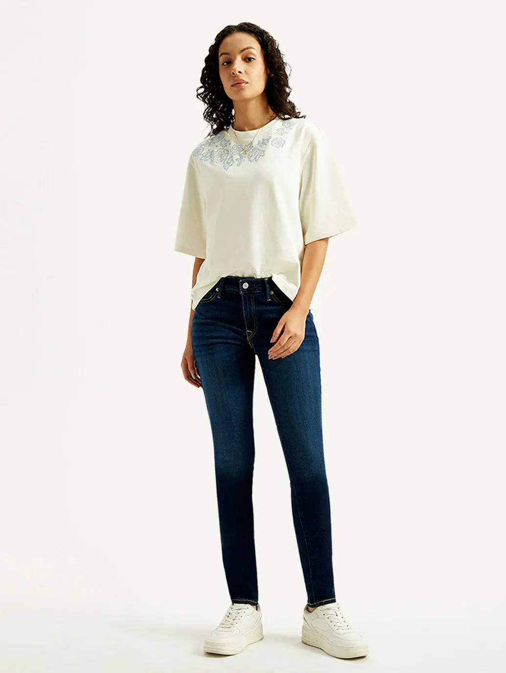 Women's 711 Dark Blue Skinny Fit Mid Rise Jeans 1