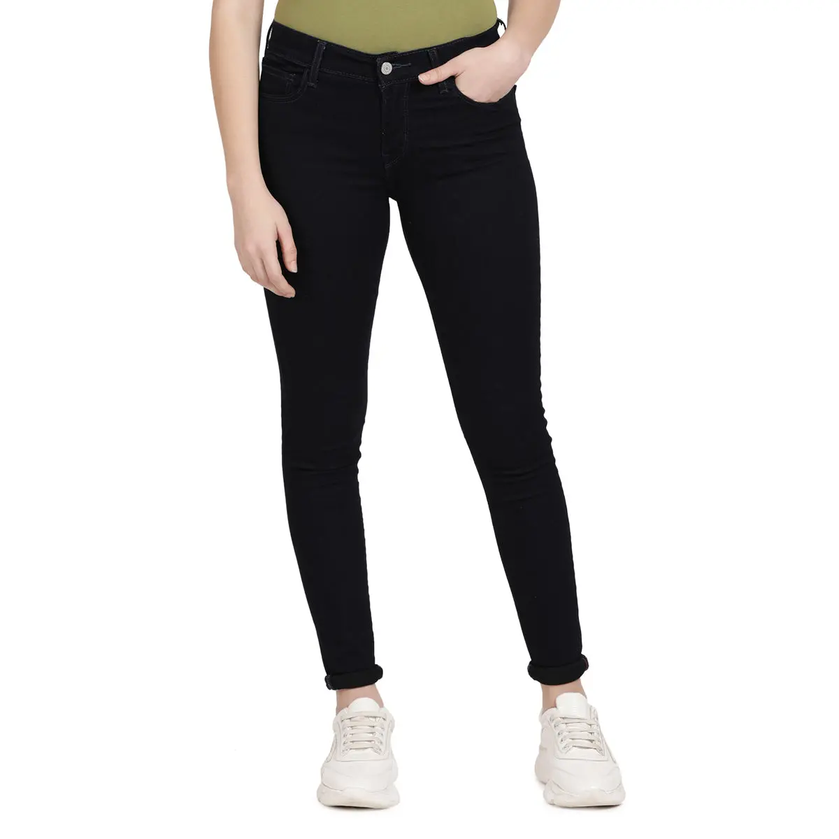 Women's 710 Navy Blue Skinny Fit Mid Rise Jeans 1