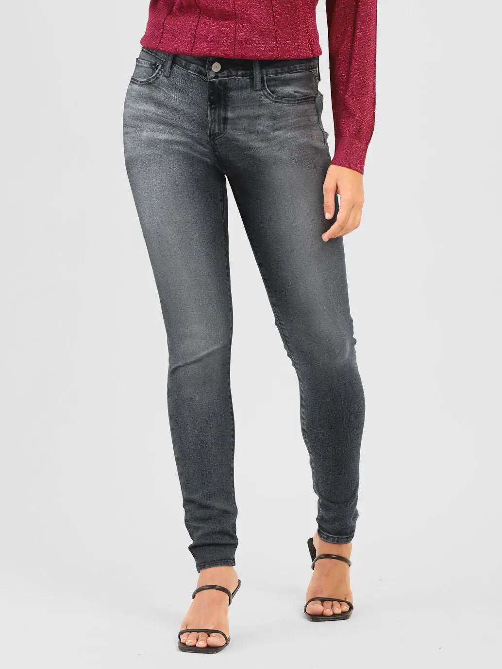 Women's 710 Charcoal Grey Skinny Fit Mid Rise Jeans 1