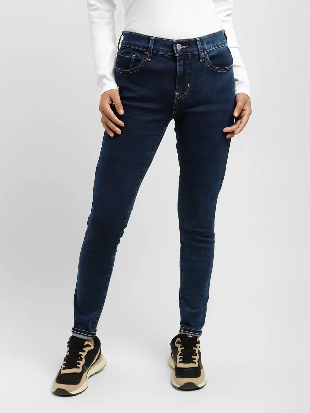 Women's 710 Blue Skinny Fit Mid Rise Jeans 1
