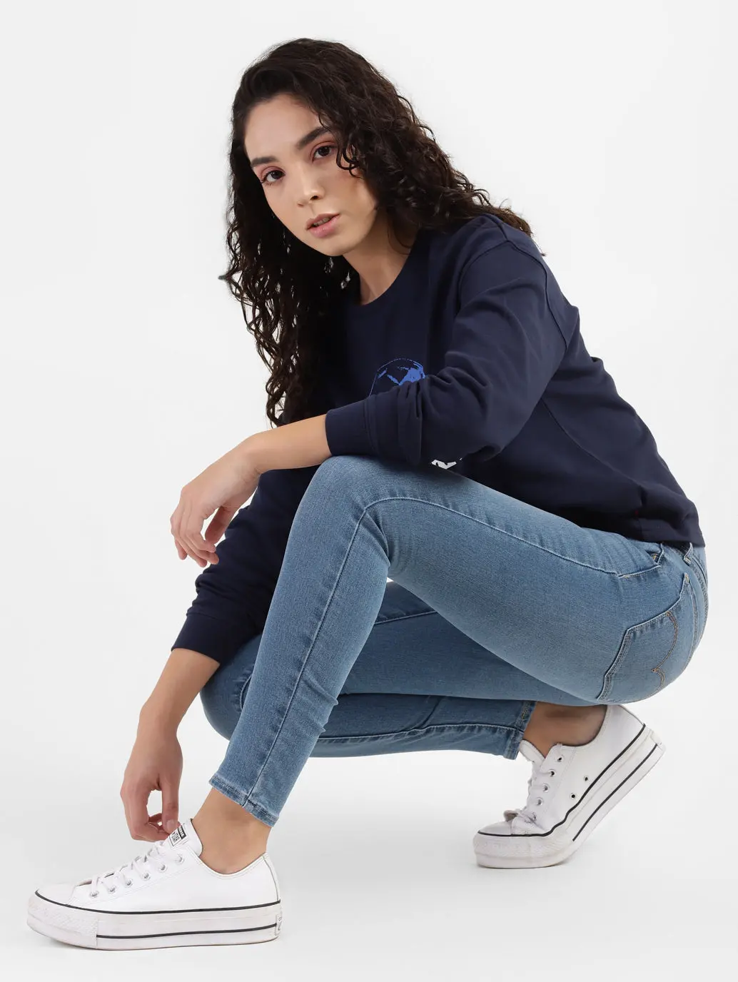 Women's 710 Blue Skinny Fit High Rise Jeans 1