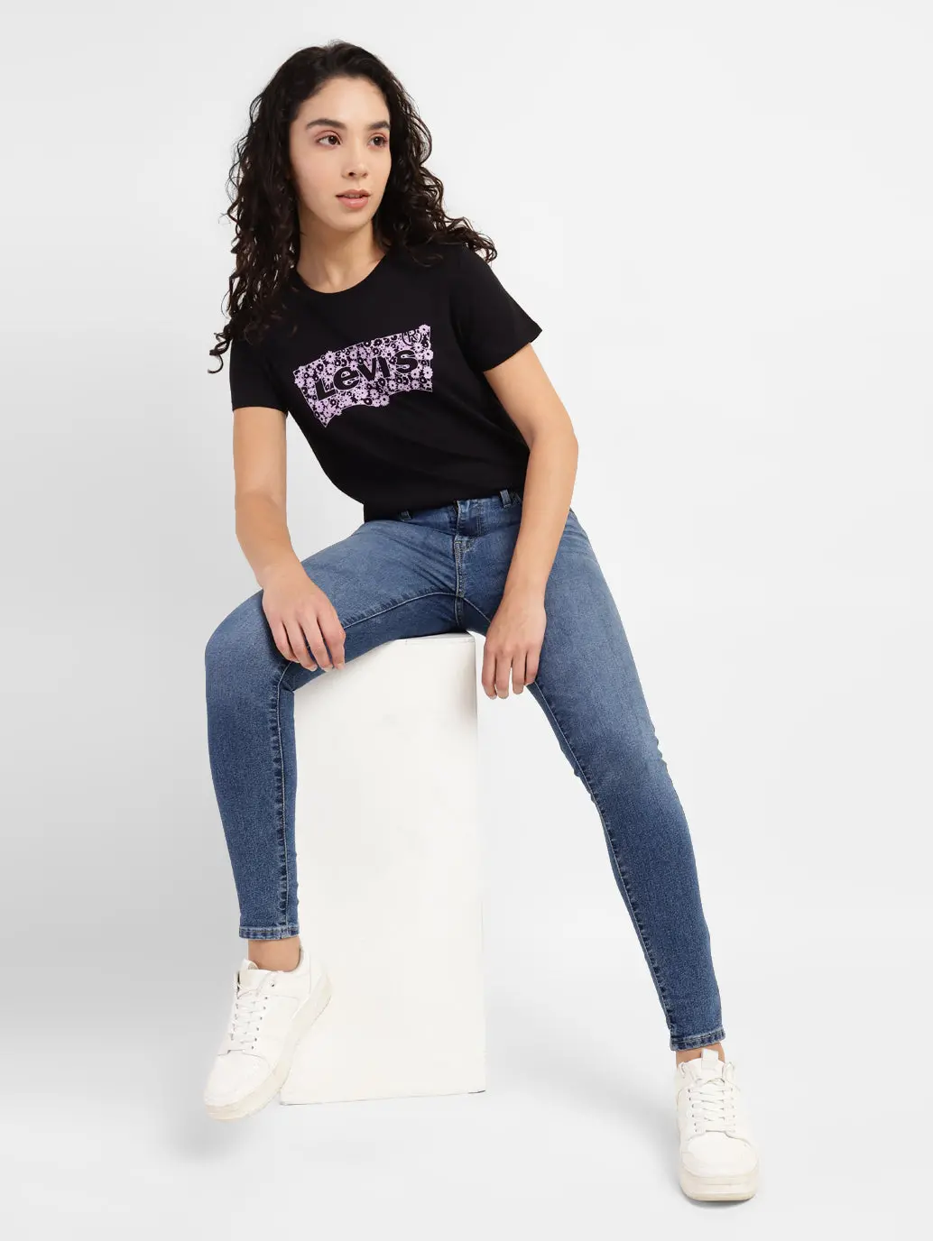 Women's 710 Blue Skinny Fit Mid Rise Jeans 1