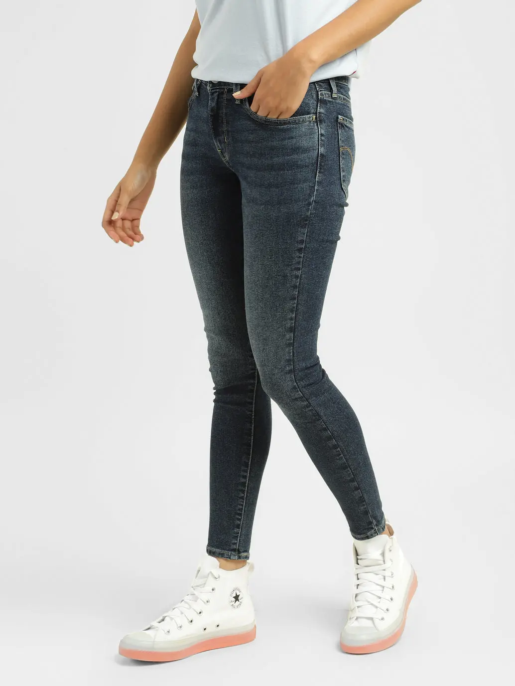 Women's 710 Blue Skinny Fit Mid Rise Jeans 3