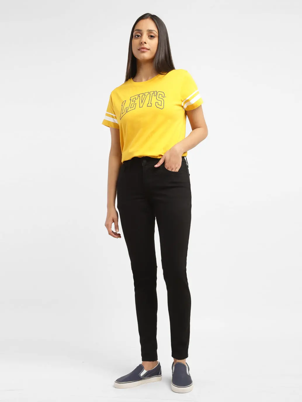 Women's 710 Black Skinny Fit Mid Rise Jeans 1