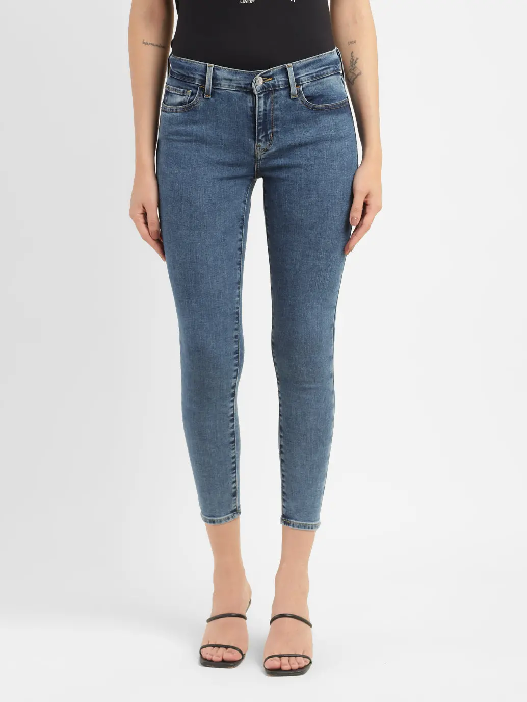 Women's 710 Blue Skinny Fit Mid Rise Jeans 1