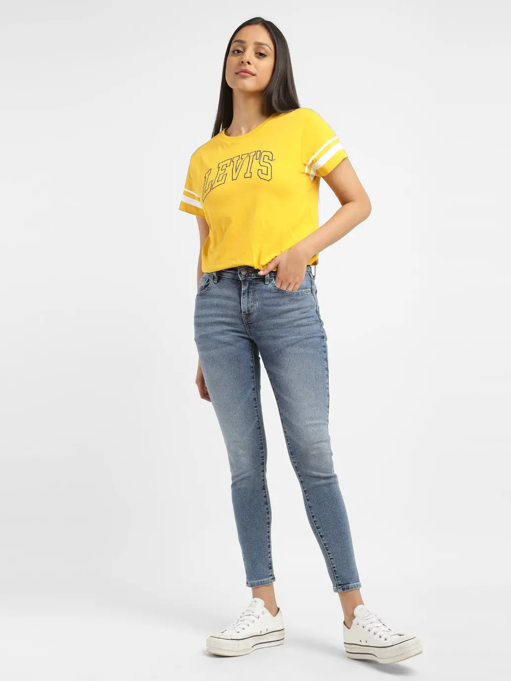 Women's 710 Blue Skinny Fit Mid Rise Jeans 1