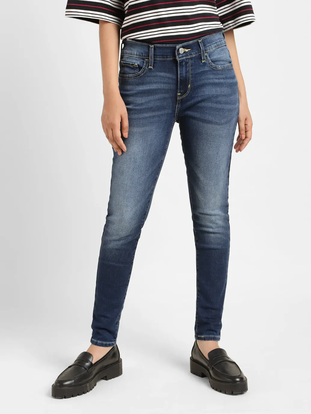 Women's 710 Blue Skinny Fit Mid Rise Jeans 1