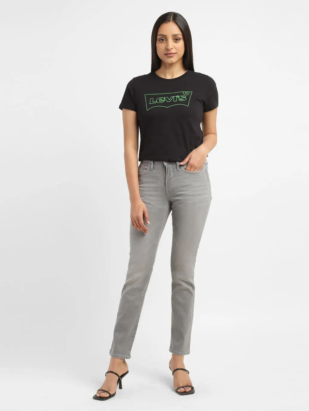 Women's 312 Grey Straight Fit Mid Rise Jeans 1
