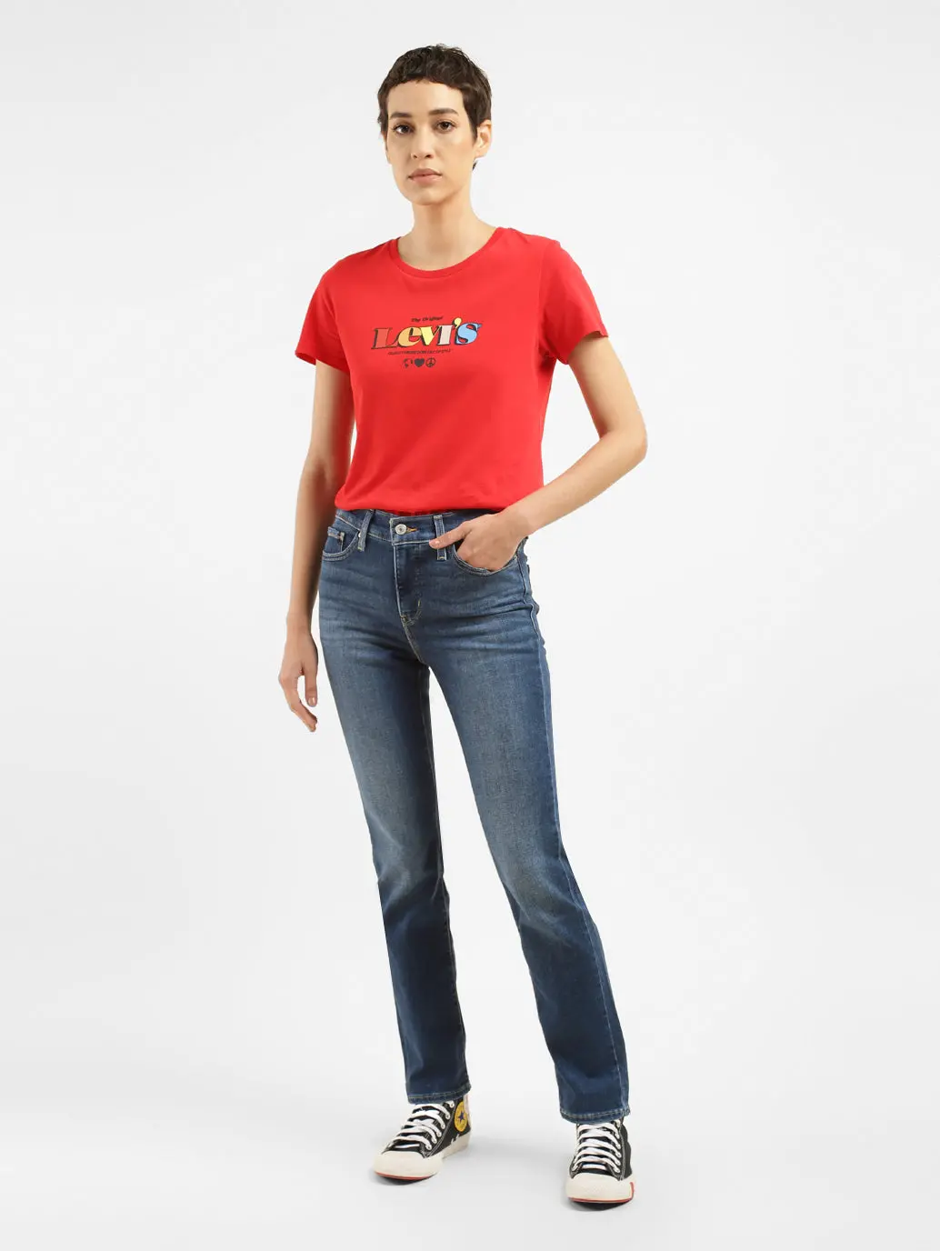 Women's 312 Blue Straight Fit Mid Rise Jeans 1