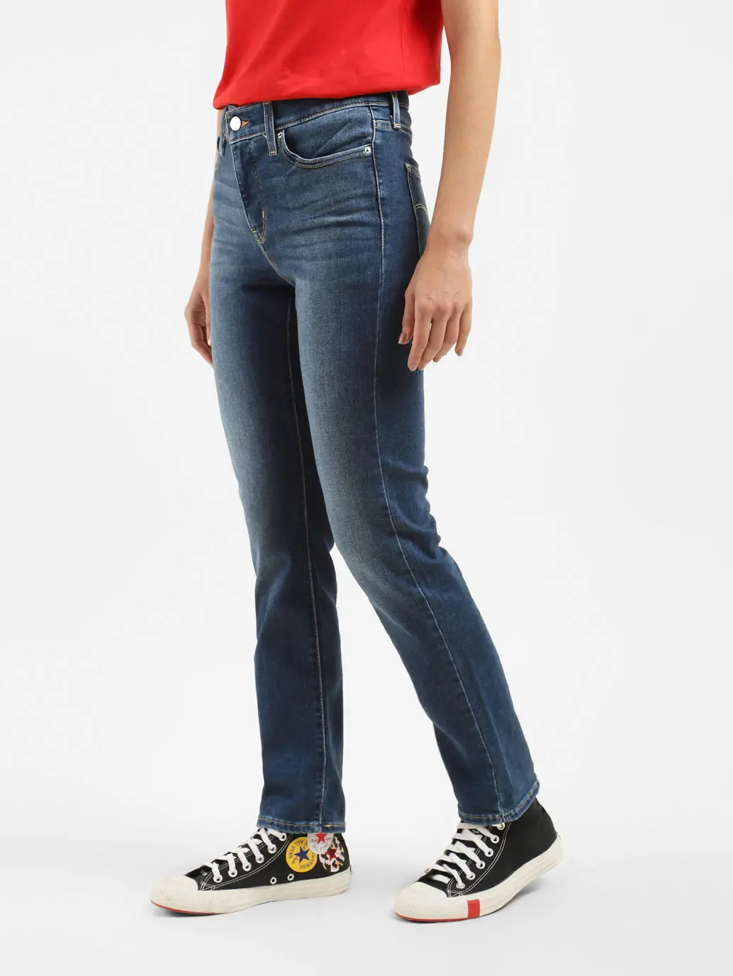 Women's 312 Blue Straight Fit Mid Rise Jeans 4