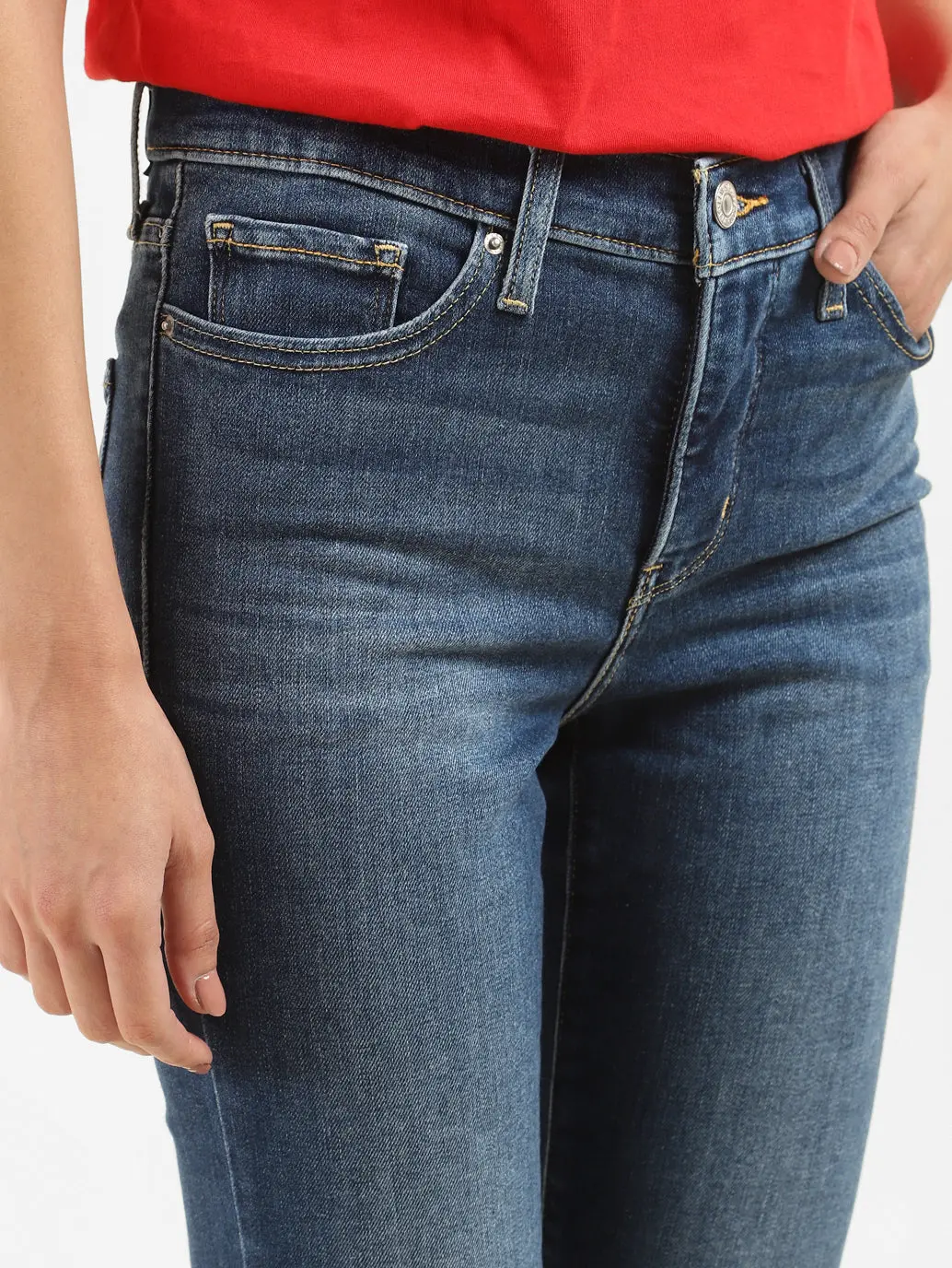 Women's 312 Blue Straight Fit Mid Rise Jeans 5