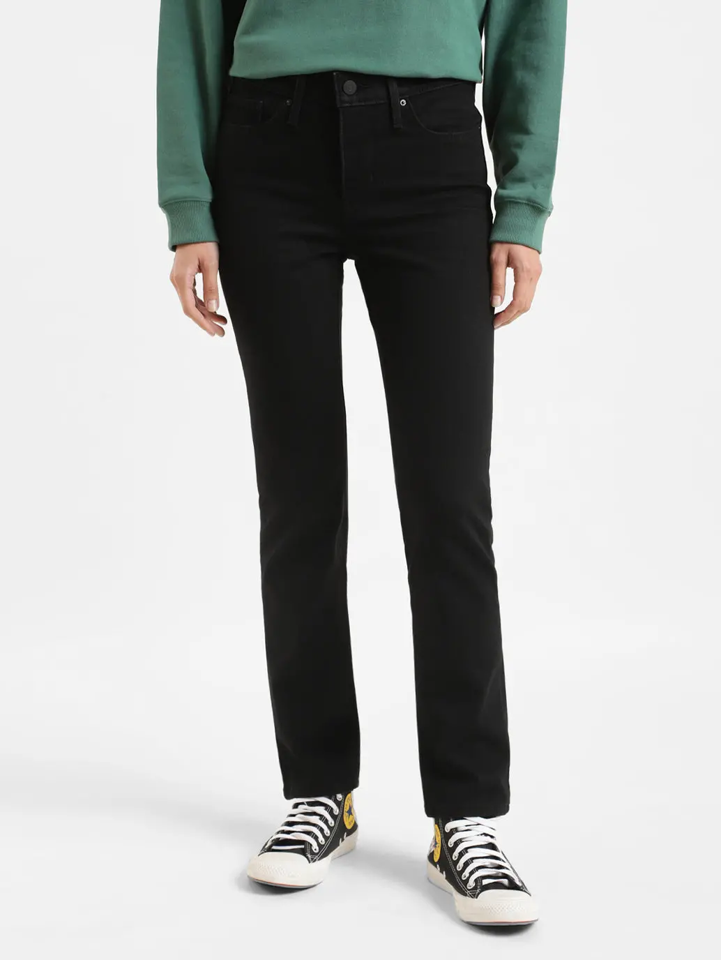 Women's 312 Black Straight Fit Mid Rise Jeans 1