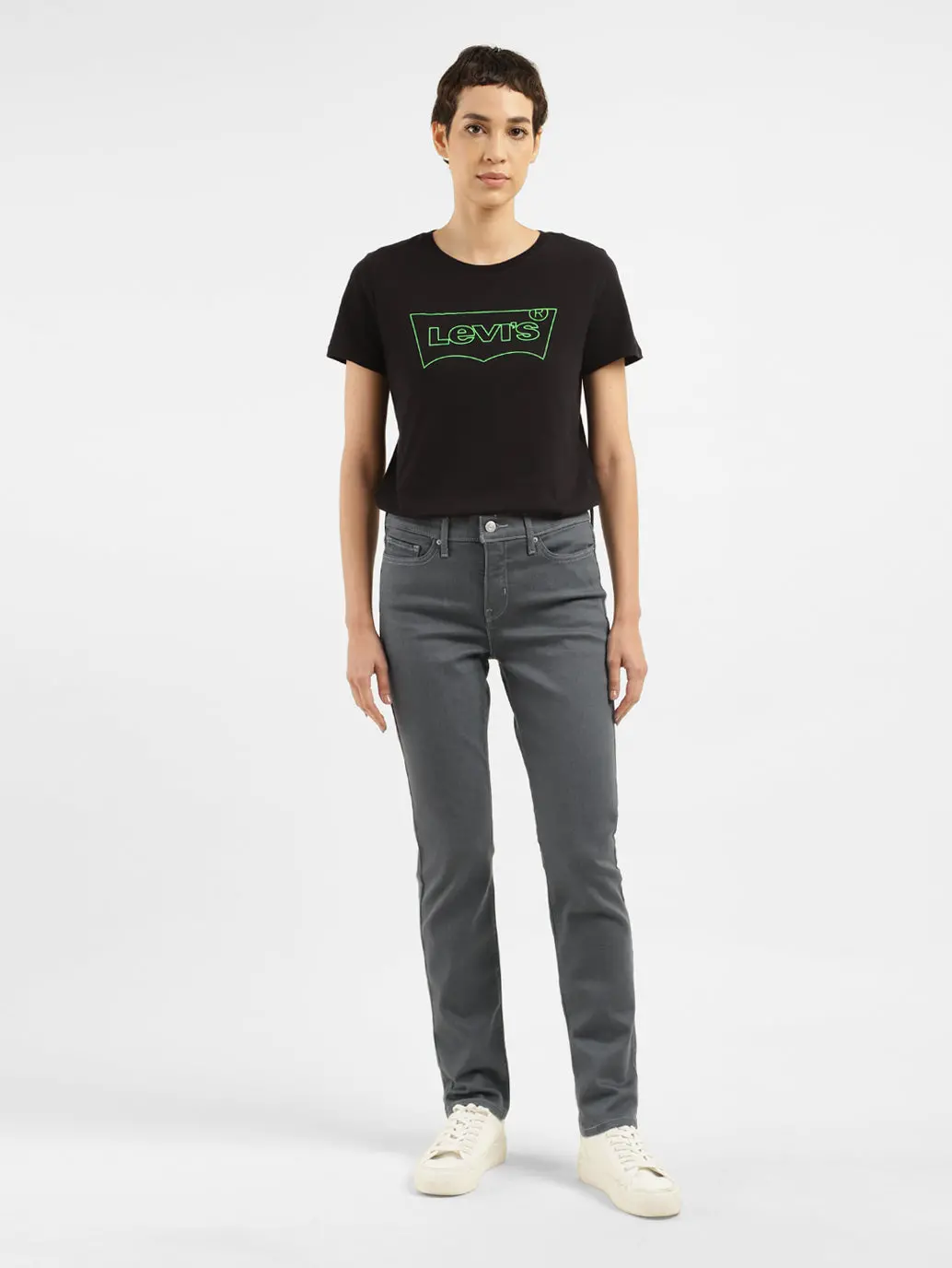 Women's 312 Grey Straight Fit Mid Rise Jeans 1