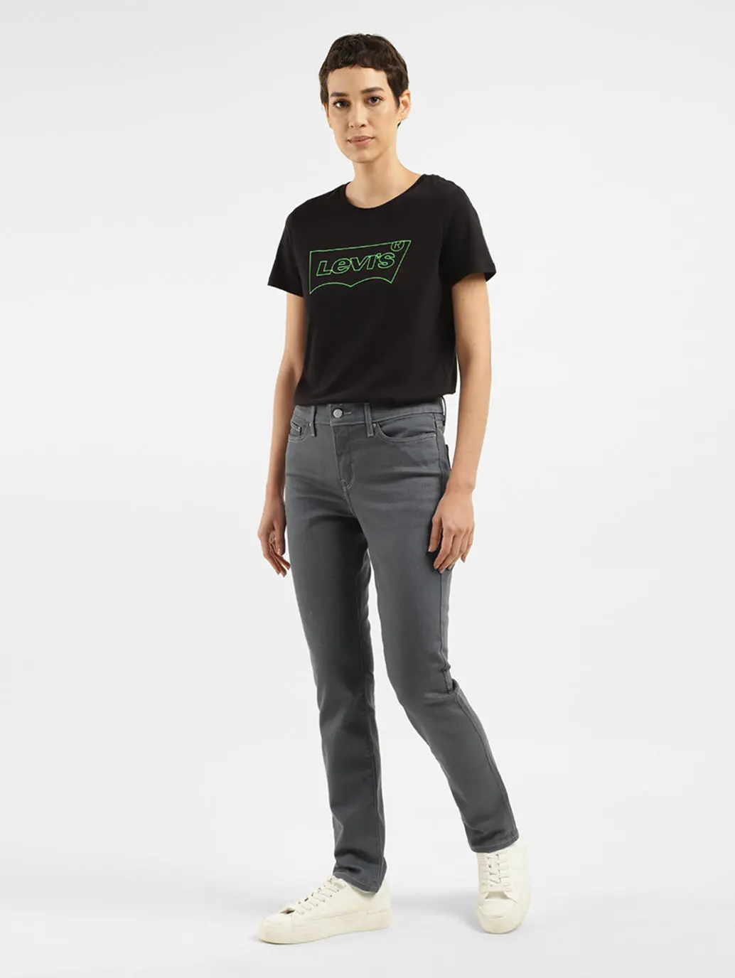 Women's 312 Grey Straight Fit Mid Rise Jeans 7