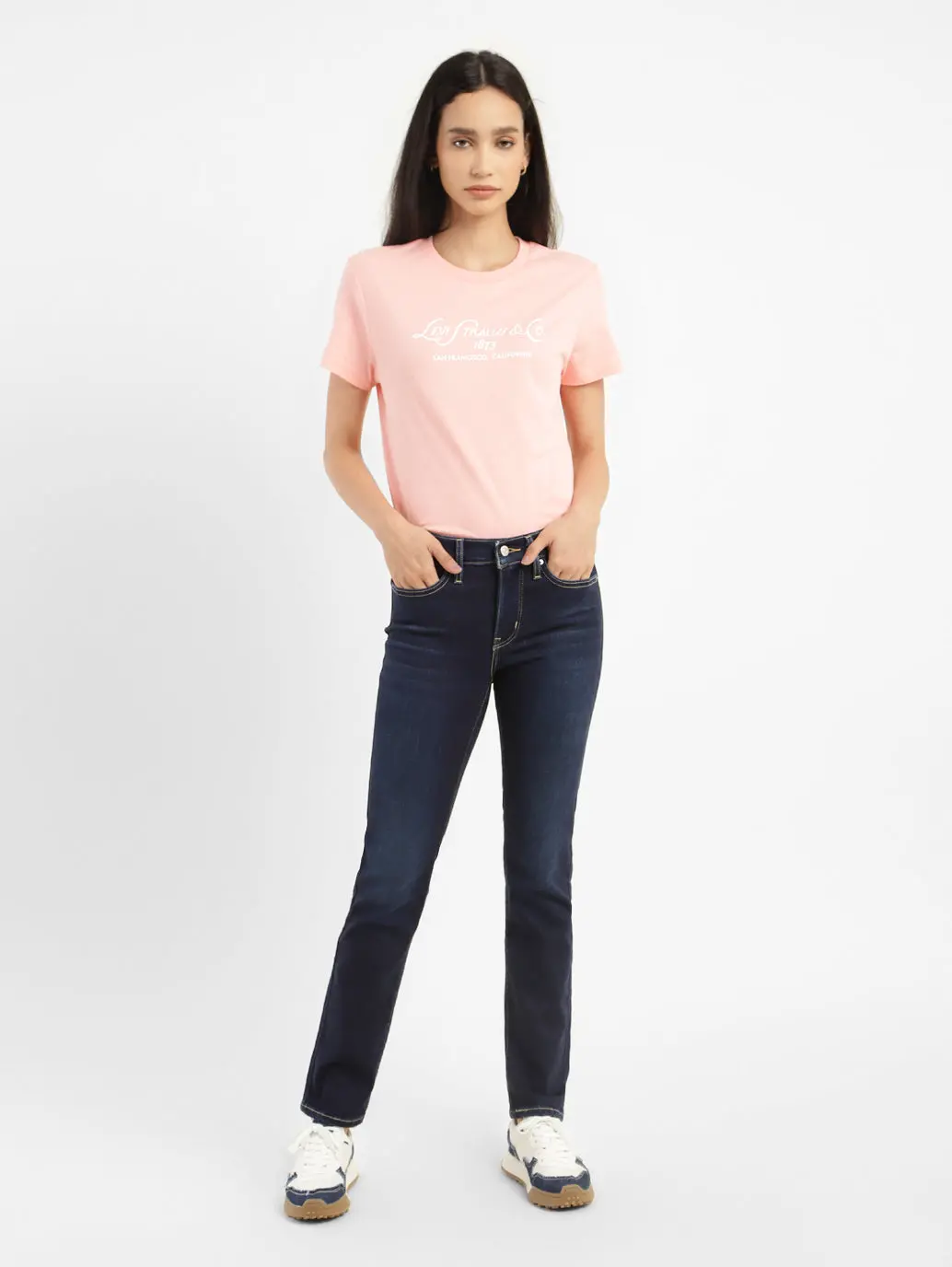 Women's 312 Blue Straight Fit Mid Rise Jeans 7
