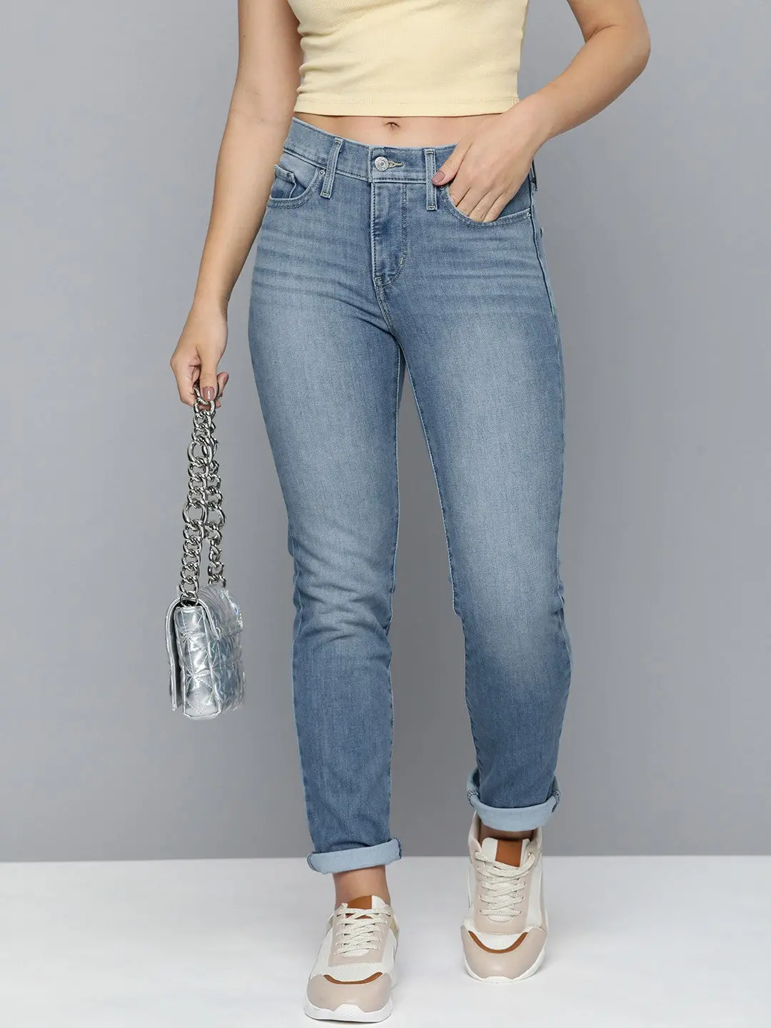 Women's 312 Blue Straight Fit Mid Rise Jeans 1