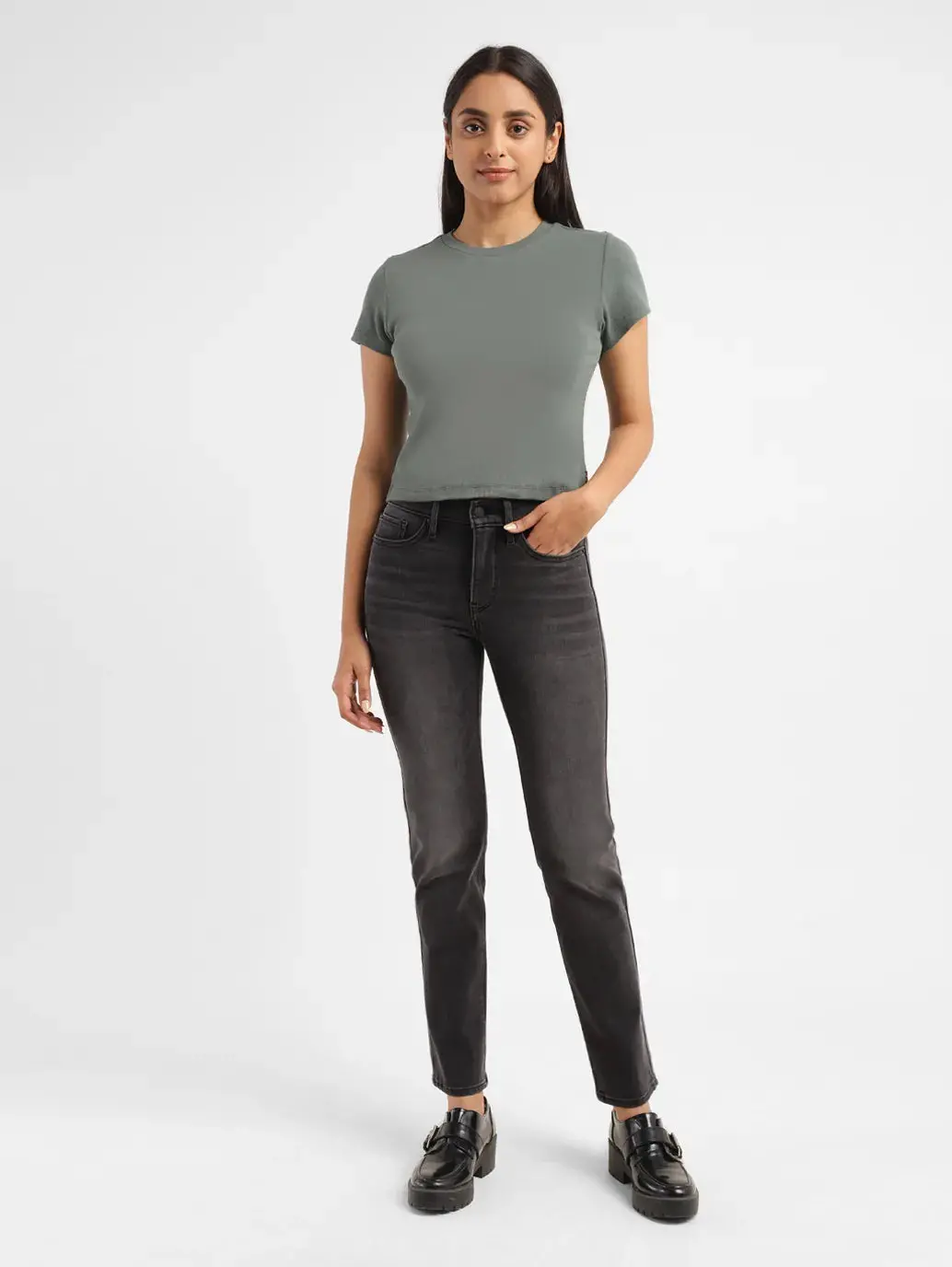 Women's 312 Grey Straight Fit Mid Rise Jeans 1