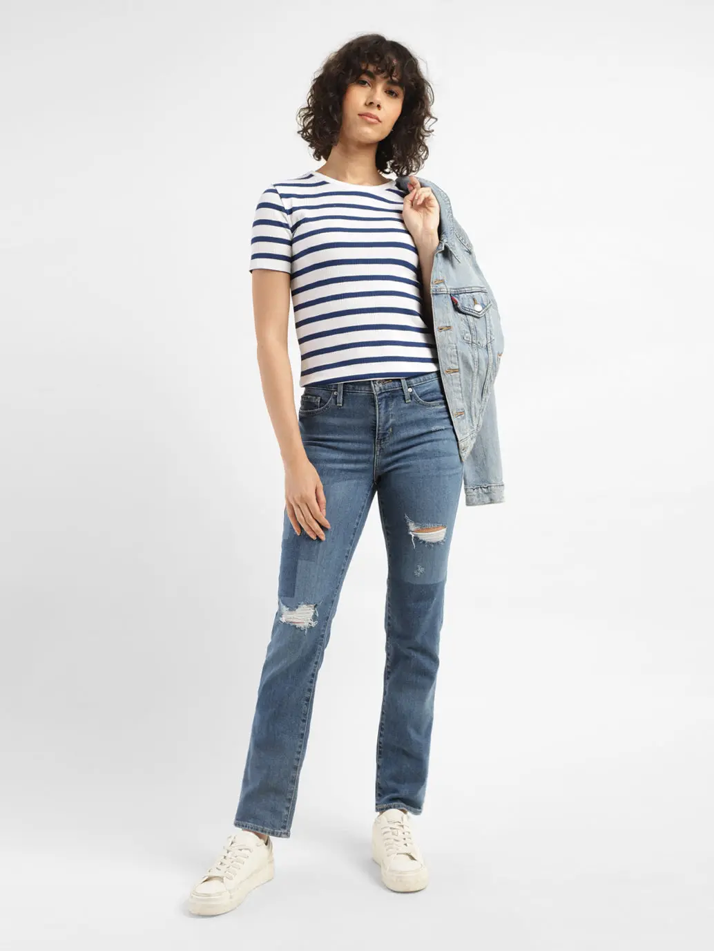 Women's 312 Blue Straight Fit Mid Rise Jeans 1