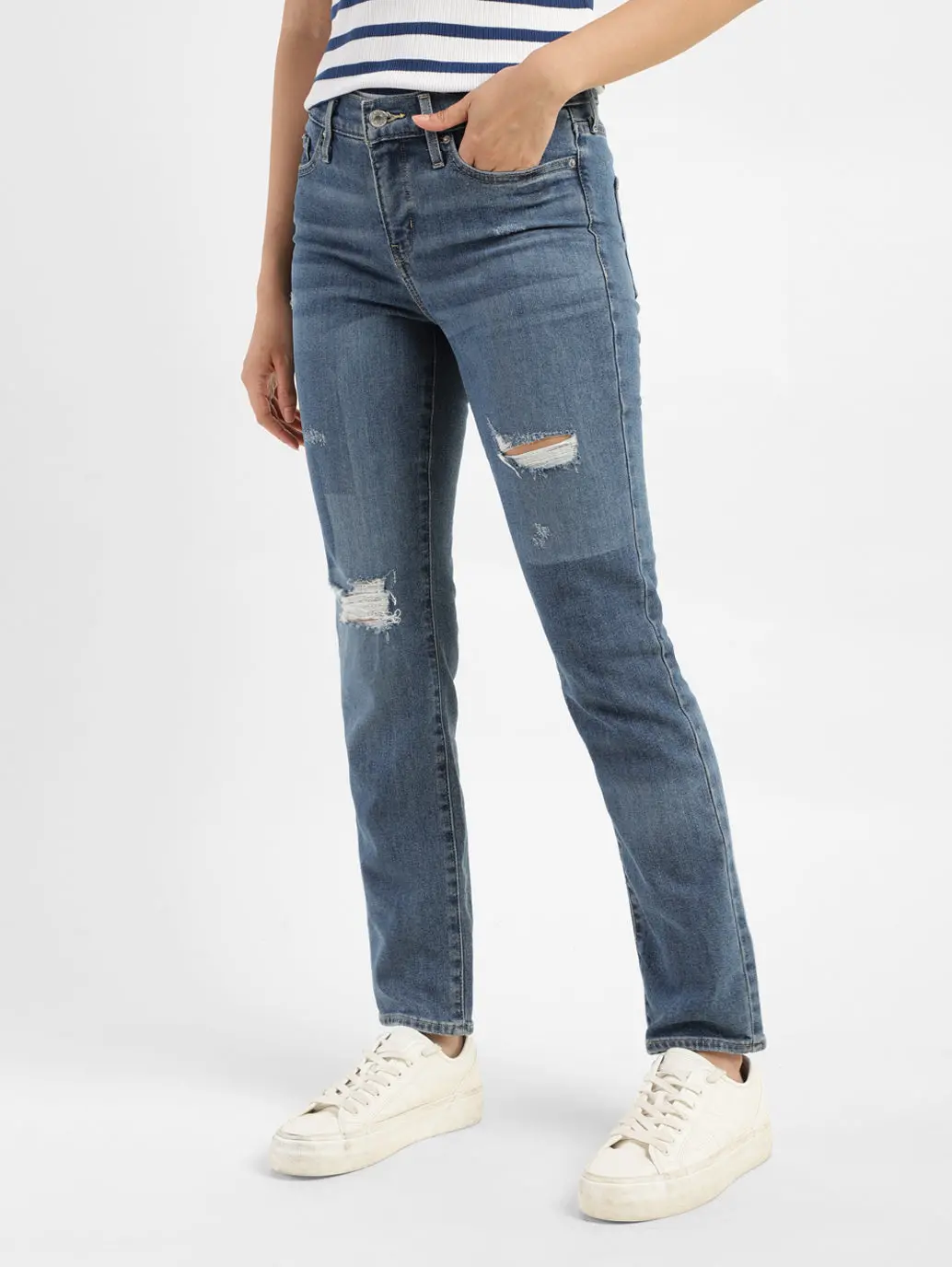 Women's 312 Blue Straight Fit Mid Rise Jeans 3