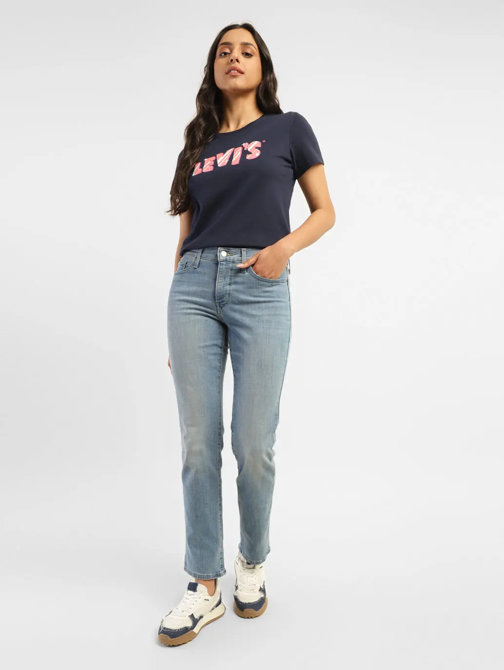 Women's 312 Blue Straight Fit Mid Rise Jeans 1