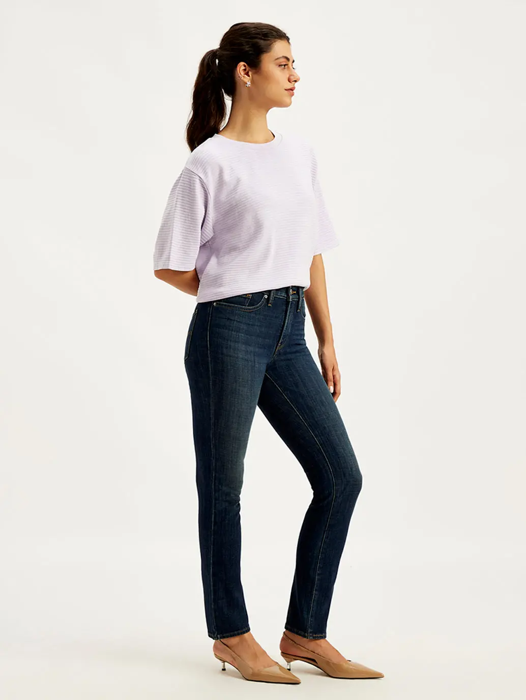 Women's 312 Blue Straight Fit Mid Rise Jeans 1