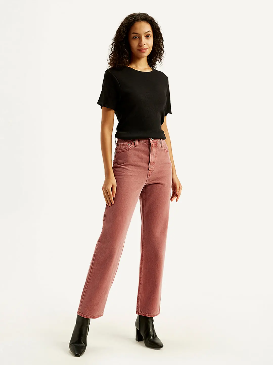Women's Rust Ribcage Straight Ankle Fit High Rise Jeans 1