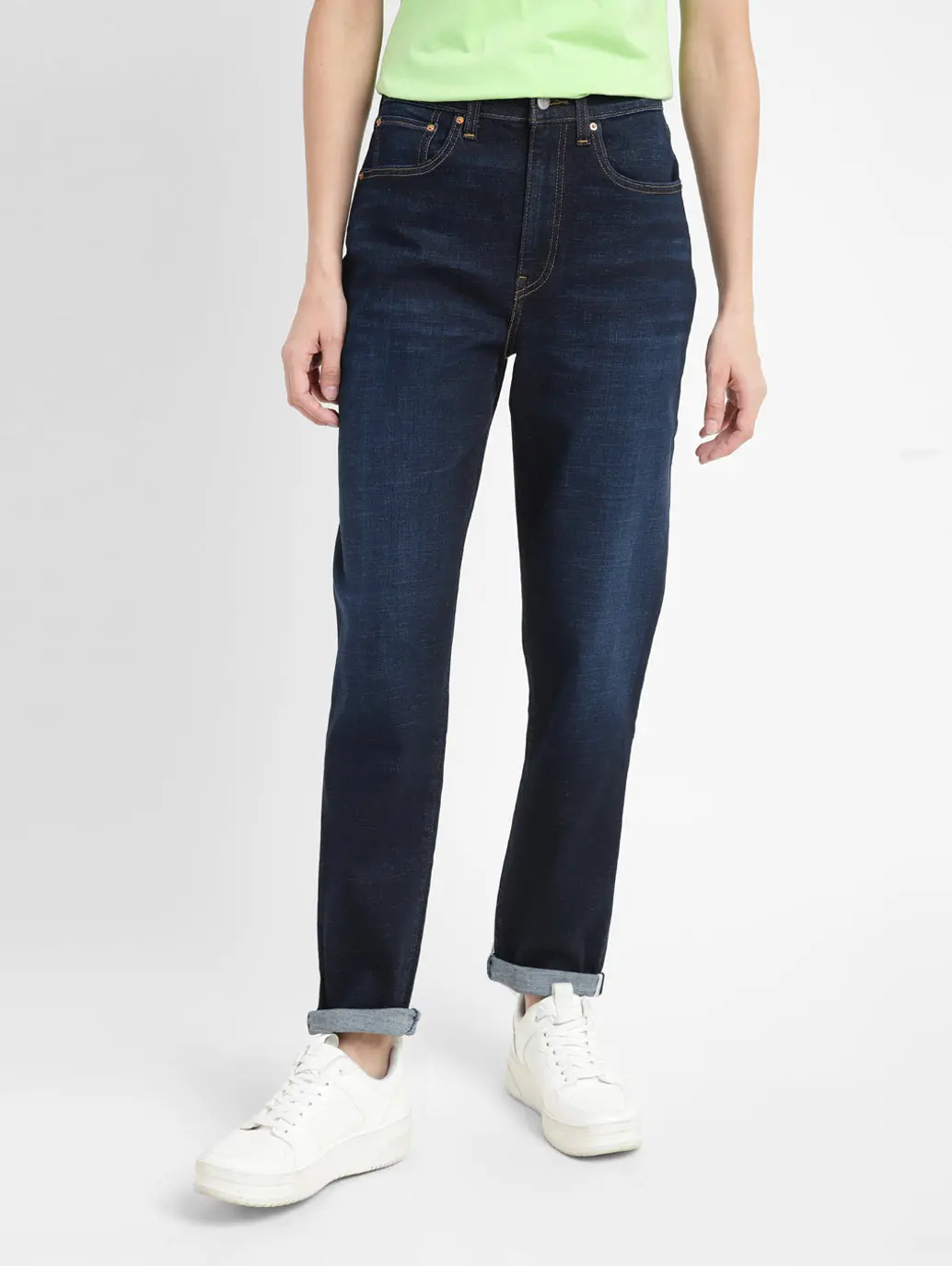 Women's Blue Loose Fit High Rise Jeans 1