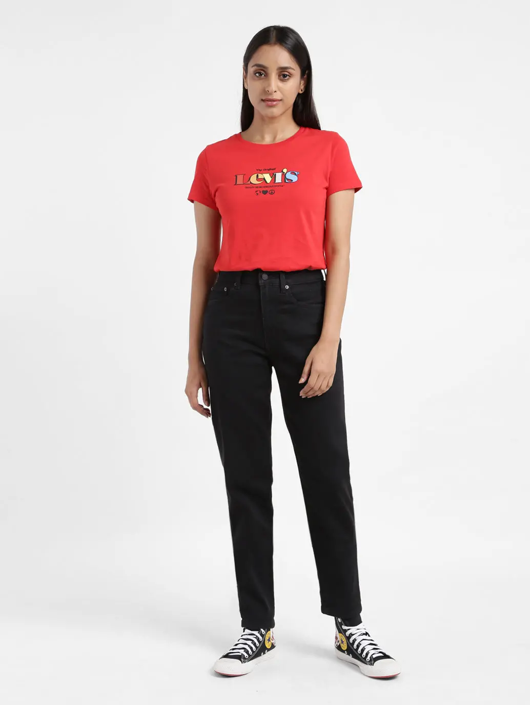 Women's Black Loose Fit High Rise Boyfriend Jeans 1