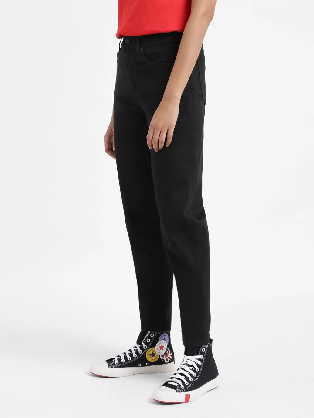 Women's Black Loose Fit High Rise Boyfriend Jeans 5