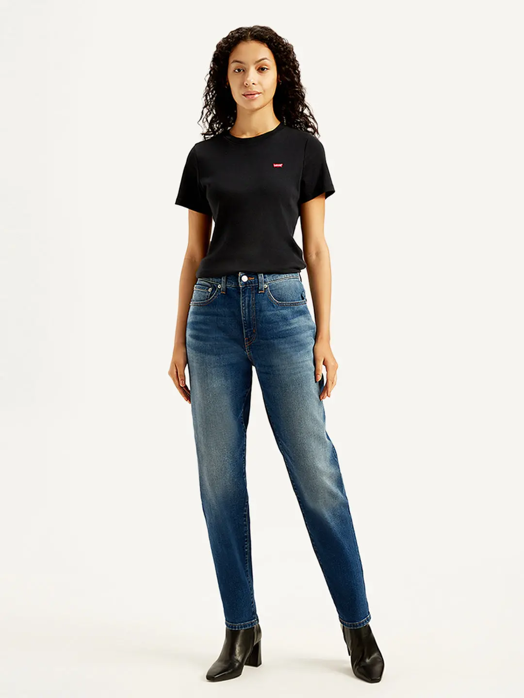 Women's Blue Loose Fit High Rise Boyfriend Jeans 1
