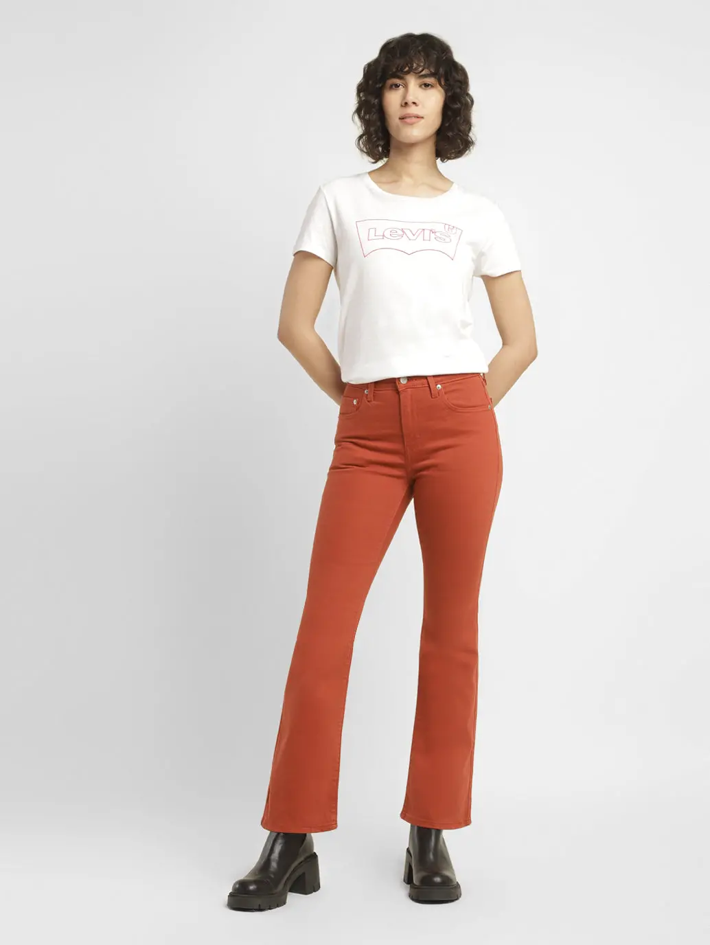 Women's 725 Orange Bootcut Fit High Rise Jeans 1