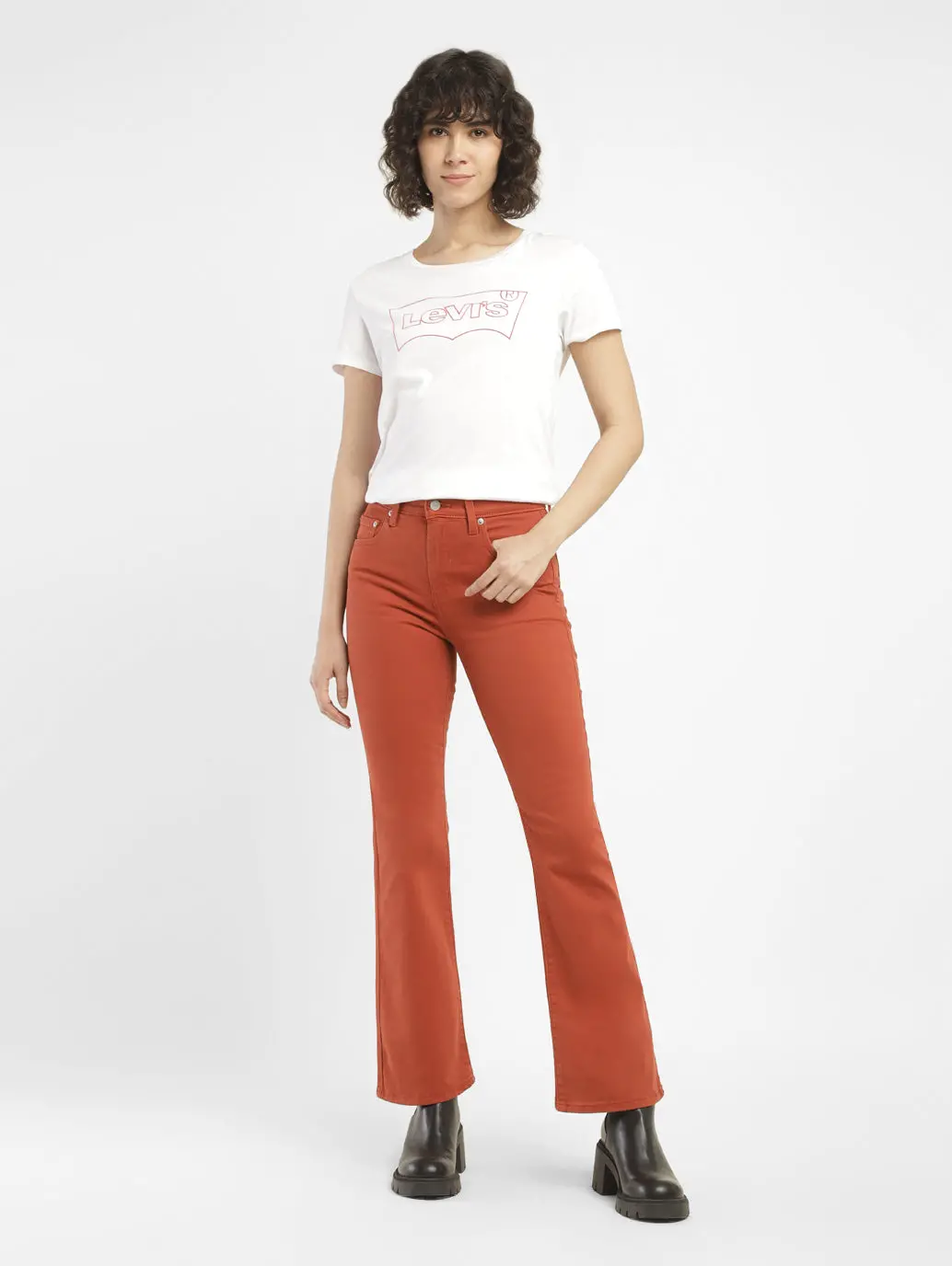 Women's 725 Orange Bootcut Fit High Rise Jeans 7