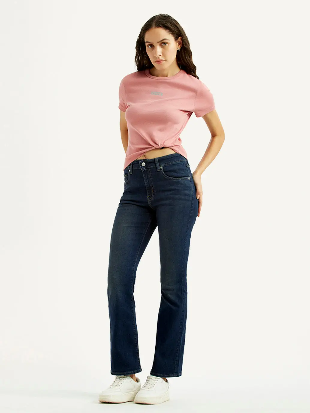 Women's 725 Dark Blue Slim Bootcut Fit High Rise Jeans 1