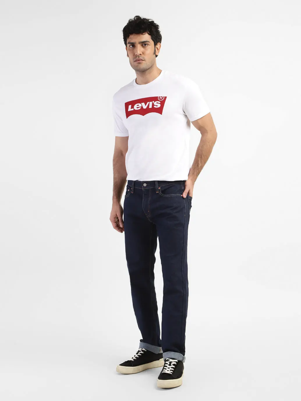 Men's 513 Blue Slim Straight Fit Mid Rise Jeans 1
