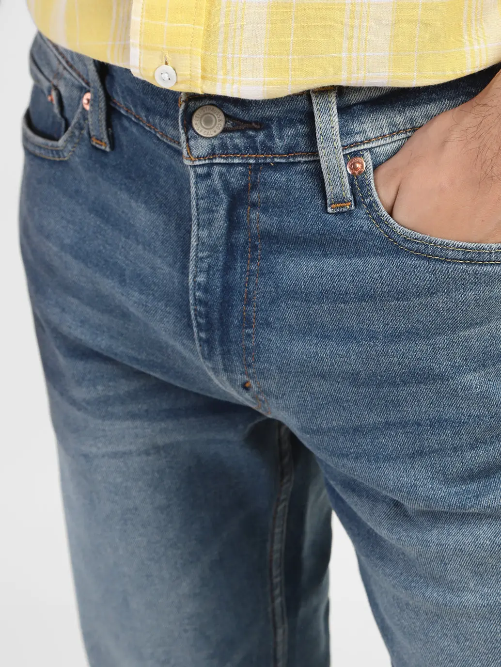 Men's 513 Blue Slim Straight Fit Mid Rise Jeans 7