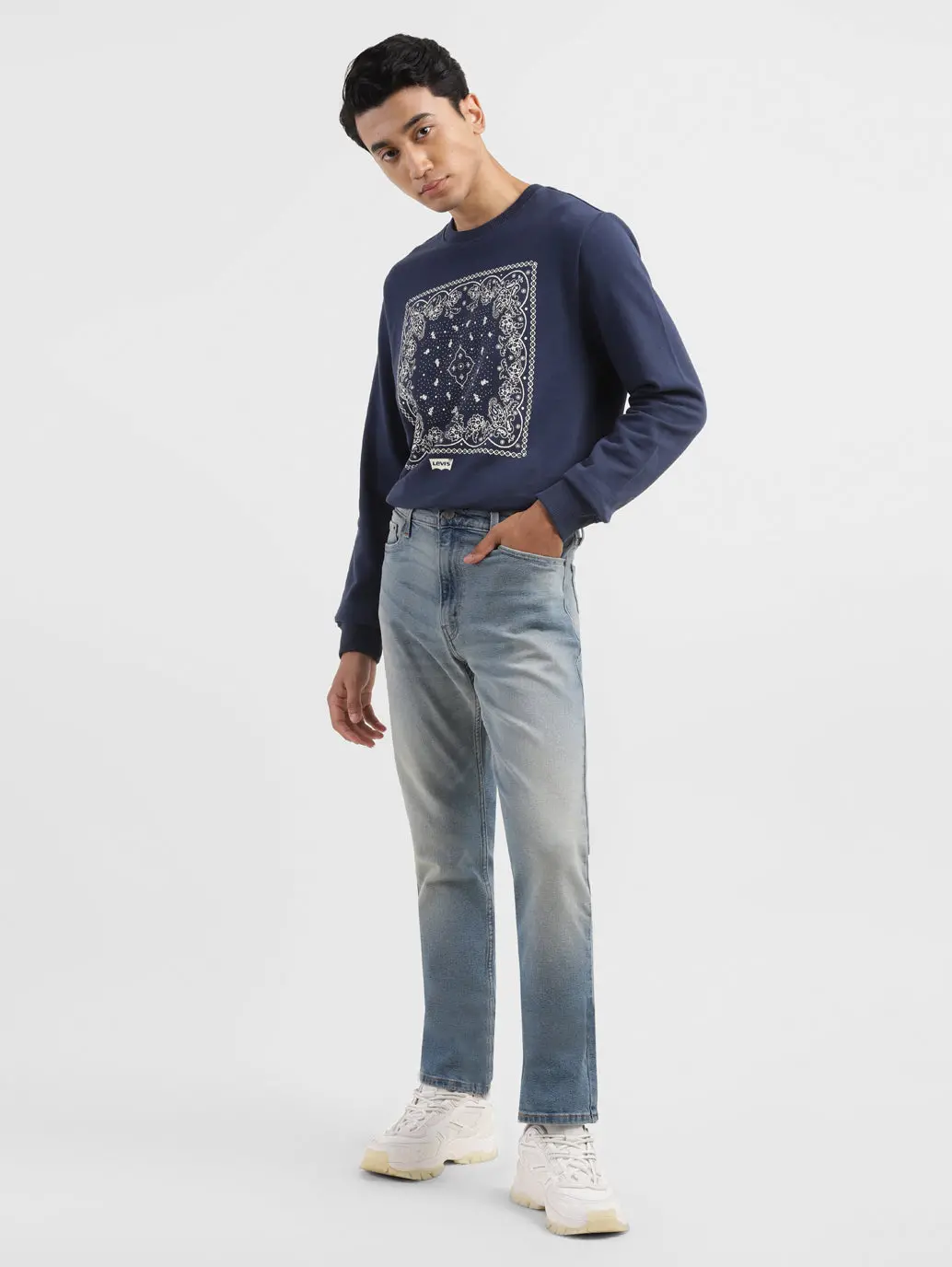 Men's 513 Blue Slim Straight Fit Mid Rise Jeans 1