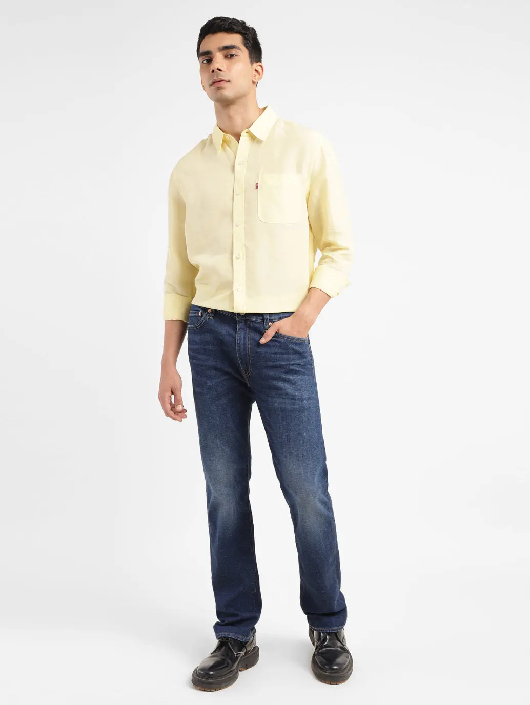 Men's 513 Blue Slim Straight Fit Mid Rise Jeans 1