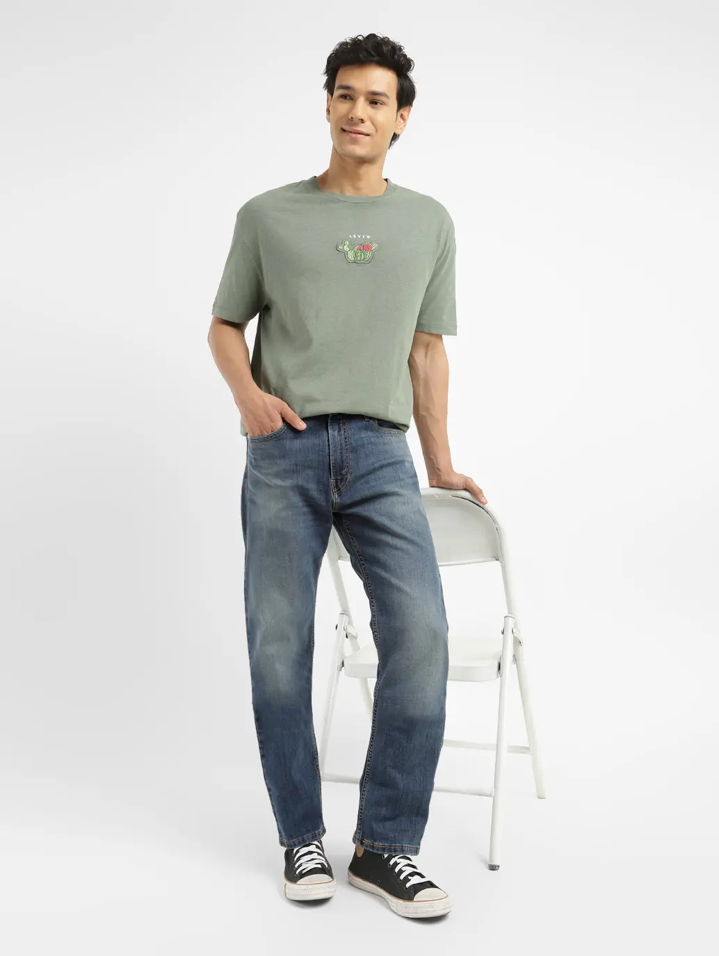 Men's 513 Blue Slim Straight Fit Mid Rise Jeans 1