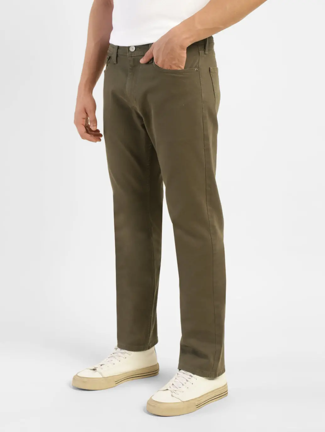 Men's 513 Olive Green Slim Straight Fit Mid Rise Jeans 5