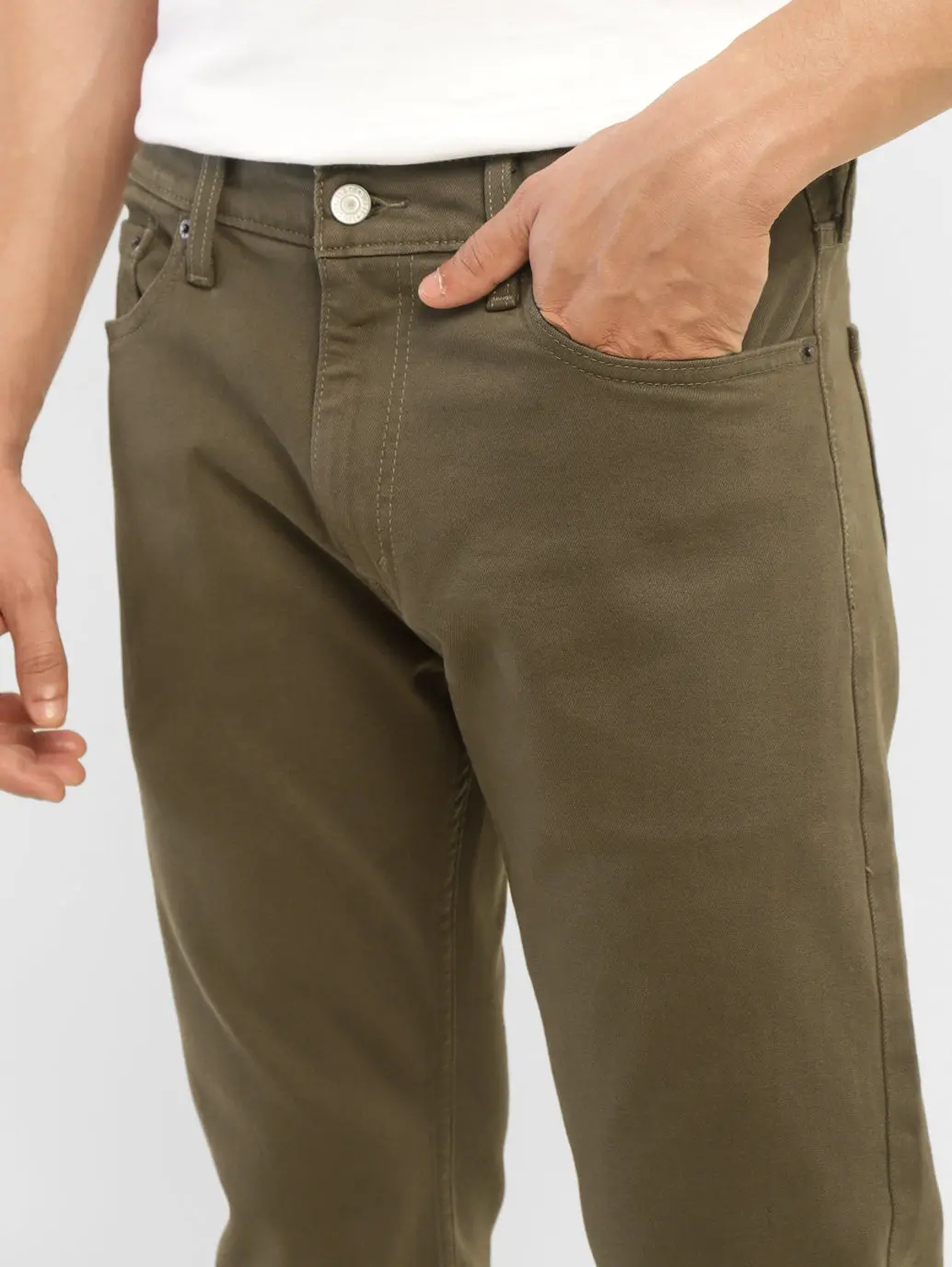 Men's 513 Olive Green Slim Straight Fit Mid Rise Jeans 6