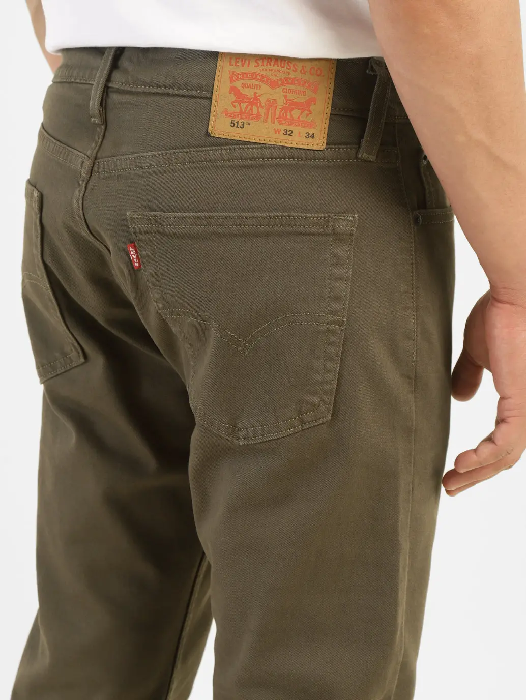 Men's 513 Olive Green Slim Straight Fit Mid Rise Jeans 7