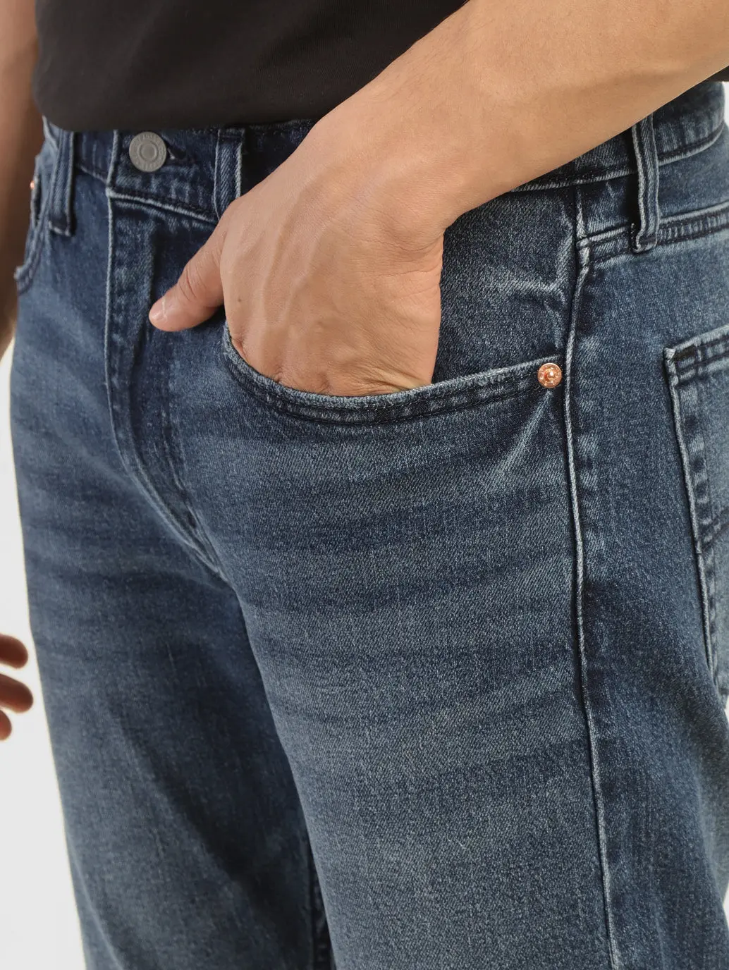 Men's 513 Blue Slim Straight Fit Mid Rise Jeans 5