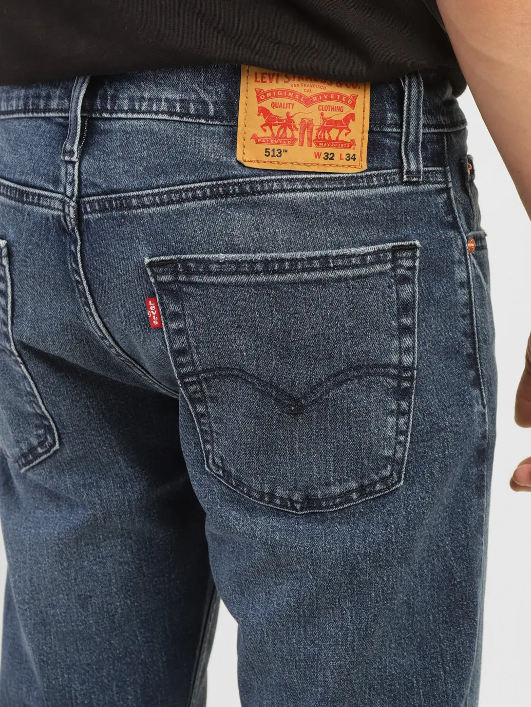 Men's 513 Blue Slim Straight Fit Mid Rise Jeans 6