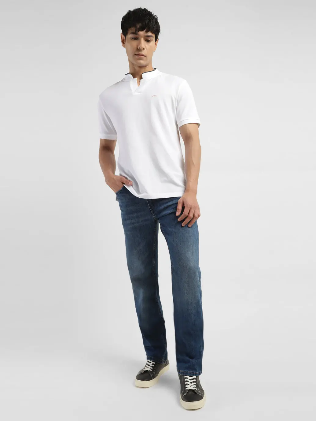 Men's 513 Blue Slim Straight Fit Mid Rise Jeans 1
