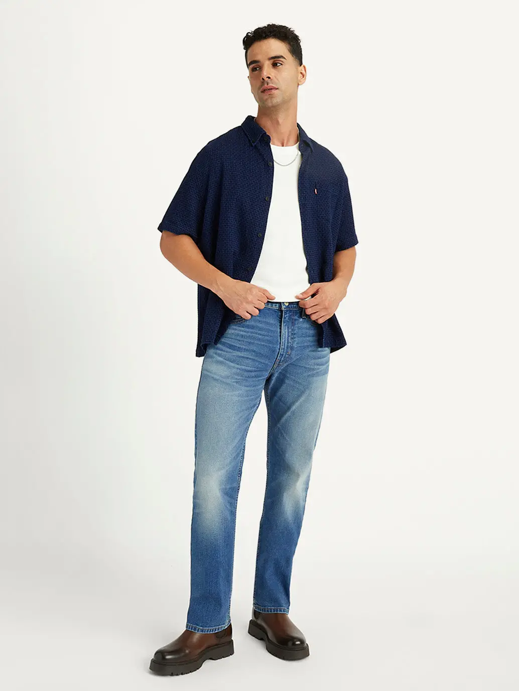 Men's 513 Blue Slim Straight Fit Mid Rise Jeans 1
