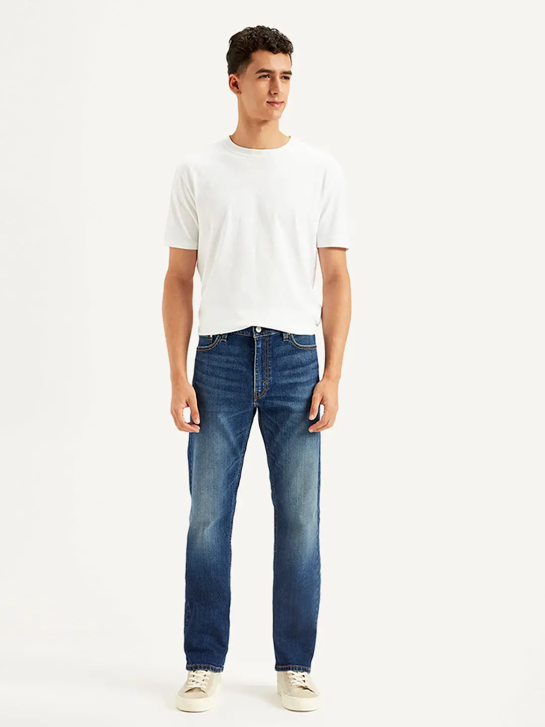 Men's 513 Navy Blue Slim Straight Fit Mid Rise Jeans 1
