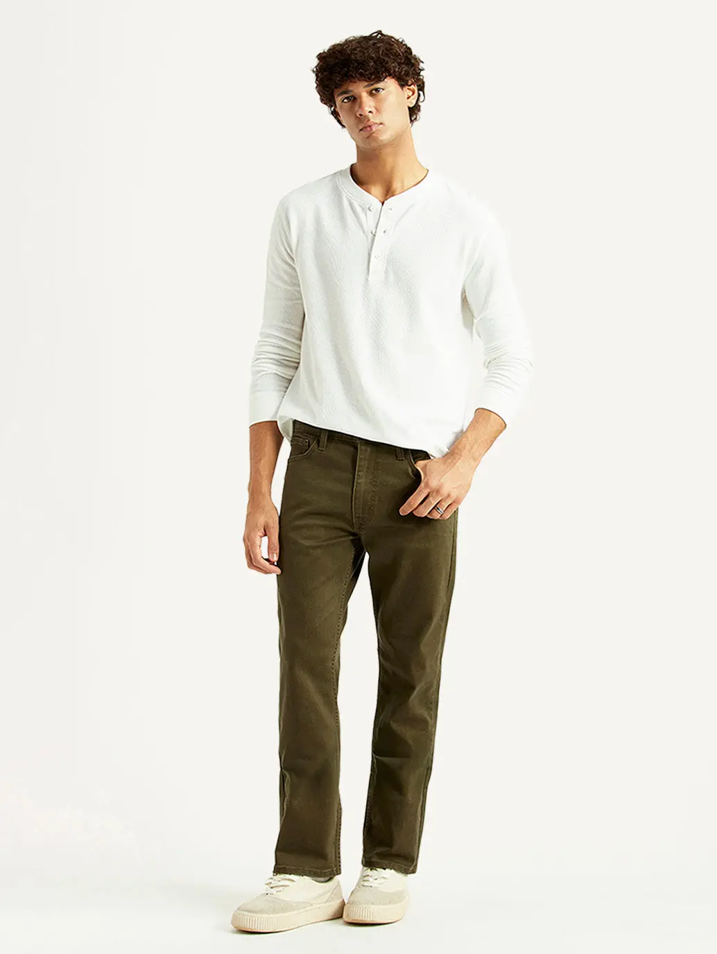 Men's 513 Olive Slim Straight Fit Mid Rise Jeans 1