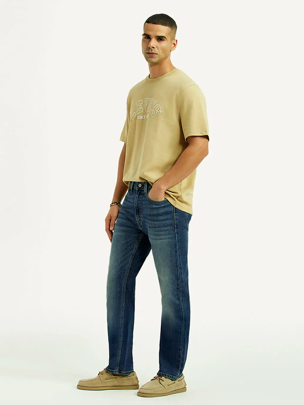 Men's 513 Dark Blue Slim Straight Fit Mid Rise Jeans 6